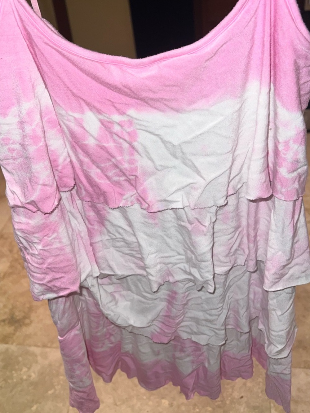 Victoria's Secret Pink and White Tiered Tank